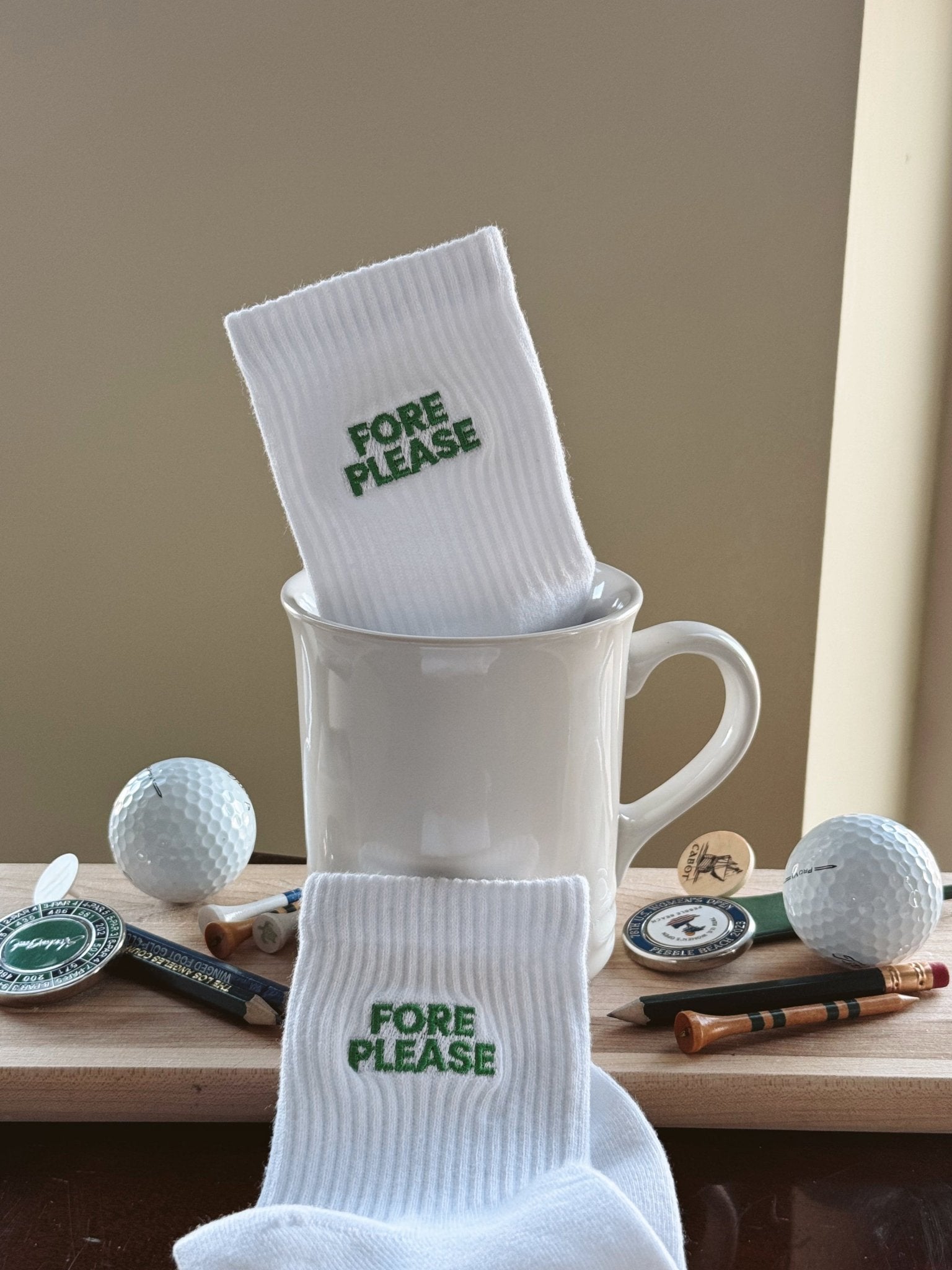 Golf Crew Socks - Fore Please - Club Tina